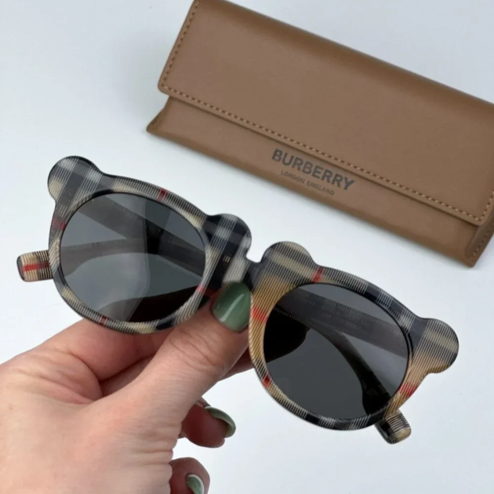 Burberry JB4355 KIDS 377887 BRAND NEW Sunglasses Vintage Check Grey Round Unisex